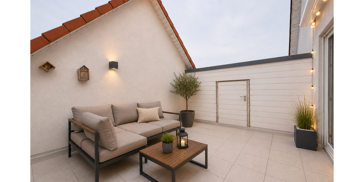 Südterrasse mit Dekobeispiel