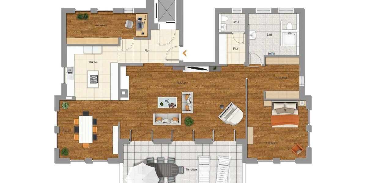 Grundriss 3-Zimmer-Wohnung